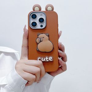 OPPO A3 A5 Pro A5 A9 A31 A38 A15 A15s A16 A17 A17k A18 A53 A54 A57 A77s A58 A60 A74 A95 A76 A96 A78 A79 A92 A93 A94 A98 4G 5G 3D capybara ear leather case casing 手机壳