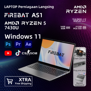 FIREBAT Laptop AS1 Matte Black Win11 PRO 15.6-inch AMD Ryzen 5 7430U 16 GB RAM 512SSD