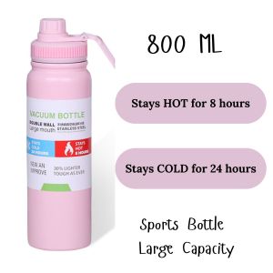 800 ML Stainless Steel Sports Cup Ideal for Hot and Cold Drinks Suitable for Fitness Outdoor Travel and Car Use