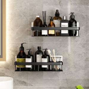 Adhesive Shower Caddy Basket Shelf Wall Mounted Bathroom Shower Organizer No Drilling Aluminum Shower Storage Rack