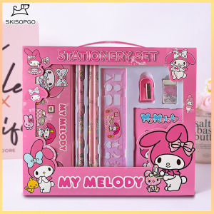 SKISOPGO 8PcsBox Cute Sanrio Melody Kuromi Cinnamoroll Hello Kitty kindergarten school stationery set gift