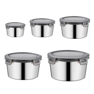 Set Of 5 Stainless Steel Storage Bowls Stackable Lunch Container with Lid for Kitchen Office and Outdoor Picnics
