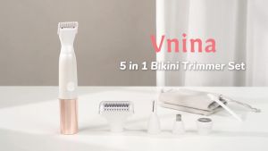 Máy Cắt Tóc Bikini 5 trong 1 dành cho Nữ Máy Cắt Lông Cơ Thể Máy Cạo Điện Không Dây Chống nước IPX7 Màn hình LCD Khóa du lịch Máy cạo râu sạc lại được cho mặt lông mày vùng bikini lông mu chân nách