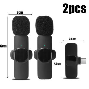 2 in 1 K9 Wireless Lavalier Microphone Portable Audio Video Recording Mic for IOS Android Type C for Live Vlogging Mobile Phone Microphone