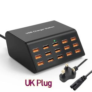 15 cổng sạc USB Trạm 100W đa thiết bị bộ sạc tổng nhanh cho điện thoại máy tính bảng văn phòng nhà cửa [trong kho] [cá tuyết]