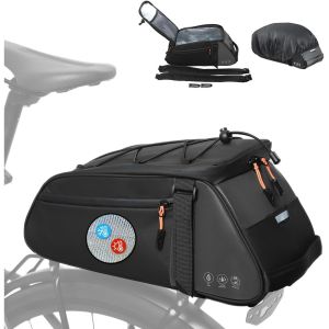 10L Insulated Bike Rear Rack Bag with Rain Cover Reflective Waterproof Cycling Back Seat Storage Pouch for Warm or Cold Items for Travel Commute