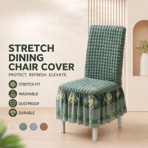Stretch Dining Chair Cover 3D Bubble Lattice Washable Removable Dustproof Durable Home Decor Soft Seat Protector For Home Use
