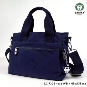 Lingky กระเป๋าทรงถือ+สะพาย ผ้าร่มรุ่นupgrade ไซส์ยาว 11" สูง 8" มีซิป 4 ซิป ดีไซน์ทันสมัย กันละอองน้ำได้ (LC 7302)