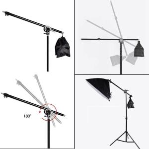 Professional Photo Video Light Boom Arm Extendable 76 135cm with Counterweight Bag and Stand Adapter