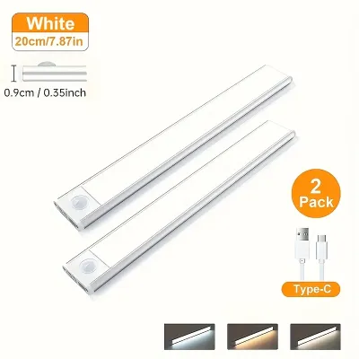 20CM / 40CM 2PCS Led Cảm Biến Chuyển Động Dưới Tủ Đèn 3 Nhiệt Độ MÀU USB Không Dây Sạc Đèn Ngủ Trong Nhà Tủ Quần Áo Đèn Dính Vào Bất Cứ Nơi Nào Từ Dưới Phản Đèn Cho Tủ Bếp Tủ Quần Áo Tủ Cầu Thang