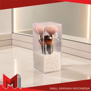 MallMainan-K18 Kotak Penyimpanan Brush Make Up Acrylic + Mutiara / Kotak Brush Penyimpanan Kuas Kosmetik Akrilik Organizer