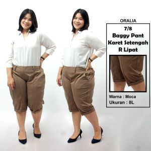 Celana 7/8 jumbo / baggypant jumbo / celana pendek jumbo model karet 1/2 R Lipat / karet1/2 melar