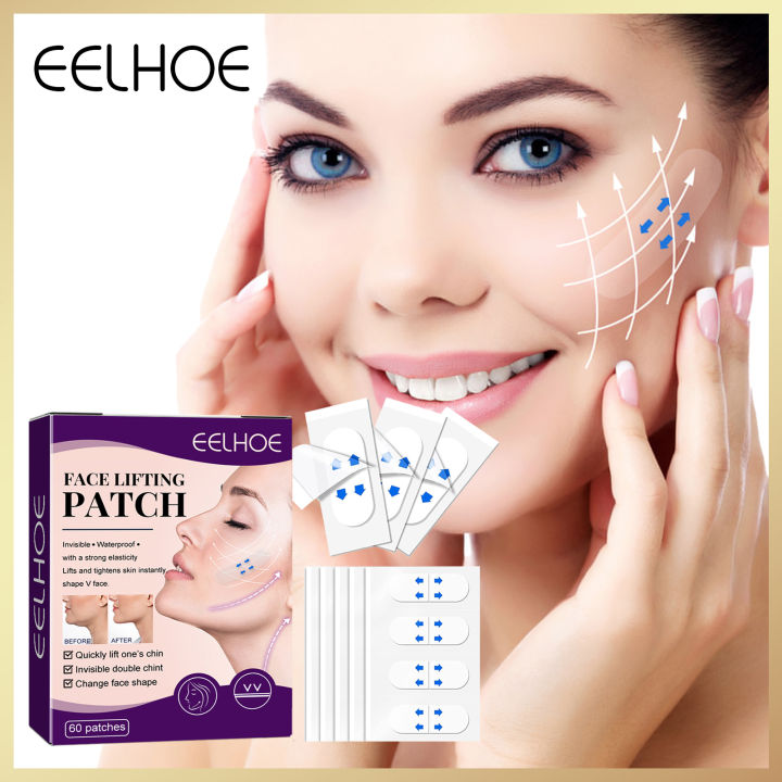 Eelhoe Facial Lifting Patch Invisible Breathable Waterproof Thin Face  Stickers Double Chin V-shaped Cheek Lift Tape Instant Tighten Chin Facial  Sagging Skin Lifting Face Contours Bandagem（60pcs/box）