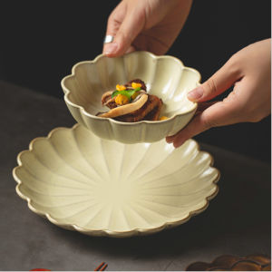 OMK Japanese Style Handmade Ceramic Tableware Set Dinner Plate Deep Dish Salah Bowl Mug Premium Sense Coffee Cup