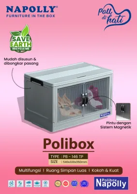 Lemari Pakaian Plastik Lipat NAPOLLY POLIBOX 2 3 4 5 Susun Transparant Putih