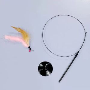 Durable Extra Long Cat Wand Toy Interactive Self Play Feather Teaser Boredom Relief Chew Resistant Cat Fishing Rod Toy