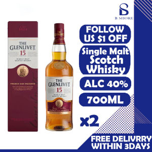 The Glenlivet 15 Year Old Single Malt Scotch Whisky 700ml - Rich & Complex Perfect for Gifting (Two Bottle Set)