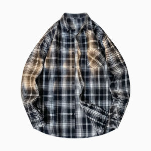 Fast Ship Plaid Shirts Men Casual Mens Shirts Male Spring Autumn Long Sleeves Shirts Flannel Clothes Youth Boy Japan Korea M-5XL