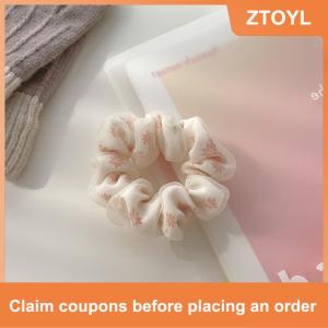 【ZTOYL】 Double Layer Silk Organza Scrunchies Sweet Flower Hair Band For Girls Ponytail Holder Rubber Bands Hair Ties Hair Accessories