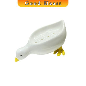 J.D. ที่วางสบู่ รูปทรงน้องเป็ด ระบายน้ําได้ ของใช้ในห้องน้ำ สีเหลือง สีขาว Soap dish