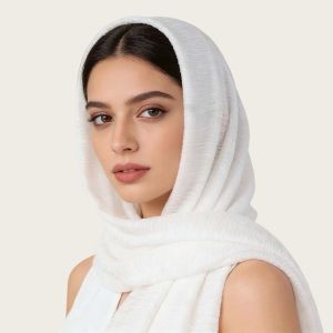 FEELDG Màu đơn sắc Khăn trùm đầu dài Thoáng khí Crinkle Khăn choàng kín đáo Dân tộc Cảm giác mềm mại Khăn trùm đầu trơn Dành cho phụ nữ