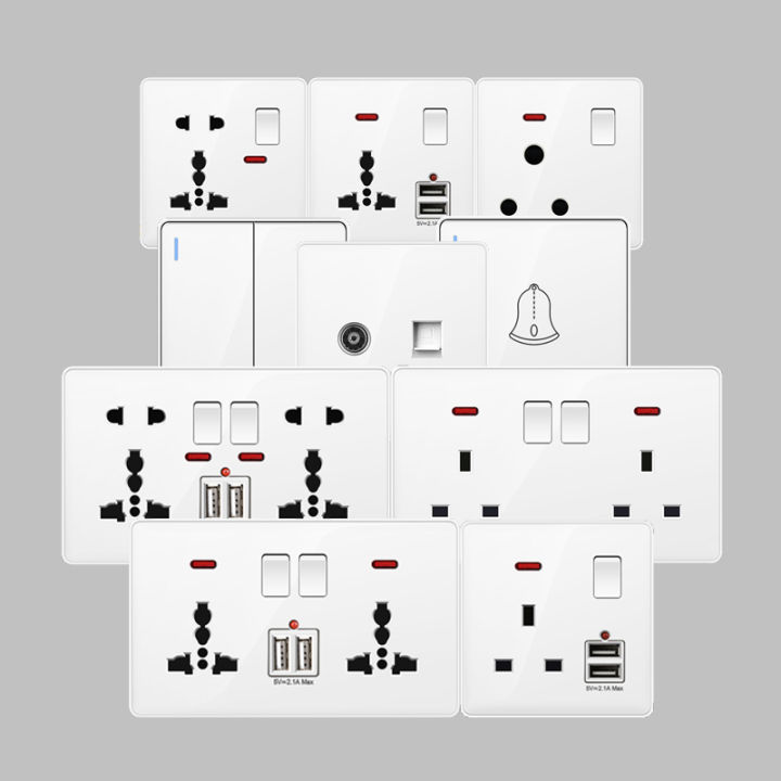 LSG Universal Wall Outlet With Switch White PC Flame Retardant Plastic ...