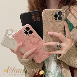 CrashStar Cute Cartoon Shockproof Leather Phone Case For iPhone 16 15 14 Pro Max Plus 13 12 11 Pro Max Mini XS XR X 8 7 Plus + SE 2020 Imprint Hard Phone Casing With Full Cover Lens Camera Protection Fashion Phone Cover Shell