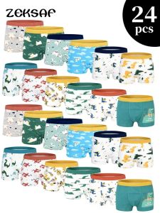 24 Pack Boys Cotton Underwears Kids Soft Boxer Briefs With Non-Roll Waistband2026