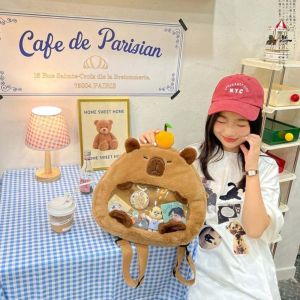 XUNXUAN Zipper Bag Capybara Itabag Shoulder Bag Wallet Transparent Doll Bag Pouch Bag Badge Storage Bag Anime Backpack Women