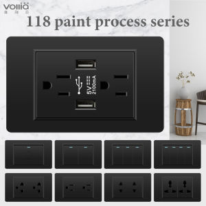 VOLLIA สวิตช์ติดผนังสำหรับ Light 15amp ซ็อกเก็ตสากลสำหรับ 118 ประเภท Outlet Power แผ่งไฟฟ้าโมเดิร์น 1/2/3/4 Gang 1/2 Way Key ปิด/หลอดไฟ 3/4/6 Pin ปลั๊กซ็อกเก็ตเอาท์เลท USB ดิ้มิร์/ความเร็ว/ดิบอลเบล สวิทช์และ Skokets ขาตั้งกล้อง