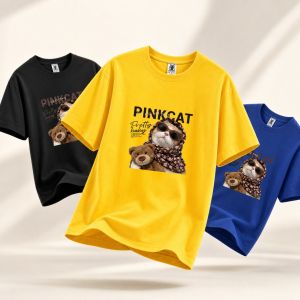 Mens Sunglasses Cat and Teddy Bear Graphic Quick Dry Crew Neck Sports T Shirt S to 4XL OM388