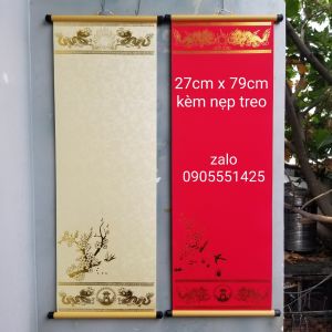 Giấy ganh VÀNG ĐỎ in nhủ kèm nẹp tùy chọn kích thước 27cm x 79cm. Giấy ganh cao cấp.Giấy viết thư pháp trang trí tết