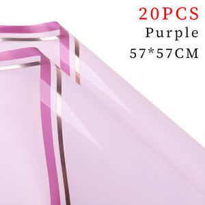 20pcs Flower Bouquet Wrapper 57x57cm Transparent Edge Floral Paper for Gift Wedding Decor