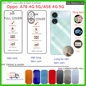 Dán PPF & Skin carbon Oppo A78 4G 5G / A58 4G 5G loại trong nhám dành cho màn hình mặt lưng full viền