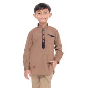 Grosir Baju Kemeja Atasan Muslim Anak Cowok Lengan Panjang Trendy Koko Sulaiman Kids Hitam