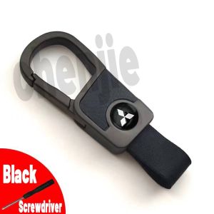 High-quality cowhide leather car keychain /Fashion Metal key holder car accessories For Mitsubishi Montero Sport Mirage Adventure Pajero Lancer Strada L300 Montero Galant Canter ASX Fuzion Eclipse L200 Grandis Space Gear Outlander Space Wagon