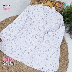 Atasan Anak Perempuan Blouse Luna Motif Floral Lucu Bahan Adem Polycotton Uk 10 12 14 Tahun Cutetrik