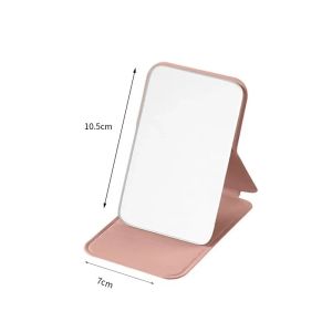 Foldable Mini Makeup Mirror Portable PU Leather Student Dormitory Desktop Standing Cosmetic Mirror