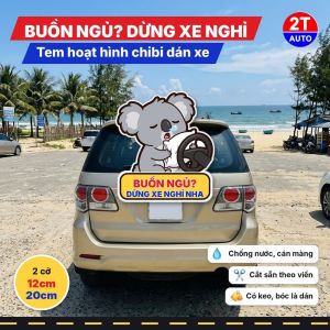Tem Decal Koala Buồn Ngủ Dừng Xe Nghỉ Ngơi Chibi Sticker Nhắc Nhở Lái Xe An Toàn Dán Ô Tô Xe Máy Chống Nước
