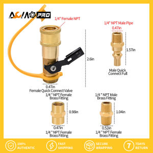 AumoPro RV Propane Quick Connect Fittings Adapter Valve for Campers 3/8” Flare X 1/4” NPT Male Pipe Half-Union Fitting To Heater Appliance Plug with 3/8” Female Flare Assembly Kit Convert Gas BBQ Grill