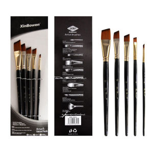 DUKEEN 5 Pcs/Set Professional Nylon Hair Oil Paint Brush Set Round Drawing Brush Acrylic DIY Watercolor Pen for Artists Painting