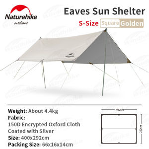 Naturehike Outdoor Black Awning Exterior Shade Camping Tarp Waterproof Tarpaulin Picnic Beach Canopy Shelter 210D Black + Silver Coated Titanium Vinyl Glue GIRDER