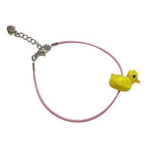 Cute Glass Duck Charm Bracelets Fun Summer Beach Wristband Yellow Duck Pendant Bracelets Birthday Gift Party