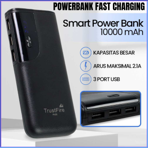 PENGIRIMAN CEPAT TrustFire Smart Power Bank LCD Display 3 USB Port 10000 mAh tahan lama semua hp mini PH50 / powerbank awet dan tahan lama 10000mah fastcharger type c hp