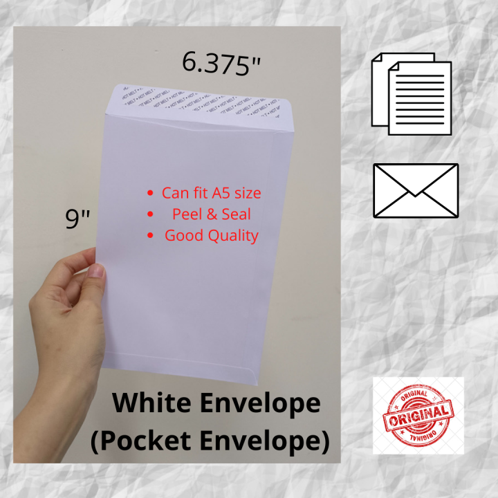 Ready Stock A5 White Envelope 6.375 x 9" /Sampul Surat/ Pocket Envelope