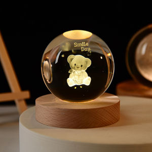 White crystal ball glowing 3d carved night light