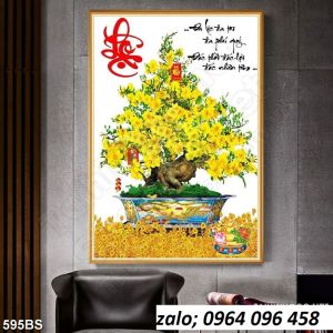 Tranh gạch 3d ốp tường cây hoa mai - 345XC