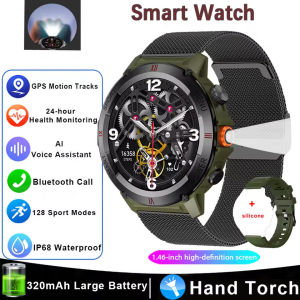 2025 Đồng hồ thông minh ngoài trời mới cho nam nữ đèn pin LED cuộc gọi Bluetooth chống nước IP68 100+ chế độ thể thao theo dõi nhịp tim khung kim loại đồng hồ thông minh cho HUAWEI