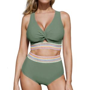 Women Swimming Costume Set Two Pcs Split Swimsuits Push Up Swimwear Female High Waist Bathing Suit for Vacations