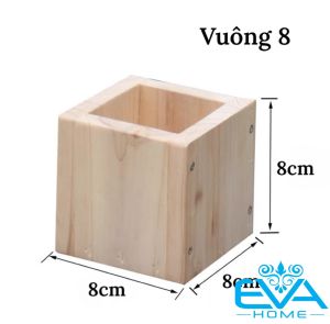 Chậu gỗ Vuông Trồng Cây  Chậu Gỗ Trụ Vuông Để Bàn  Hộp Gỗ Vuông Đựng Quà Trang Trí Decor Vuông 12 x 12 cm